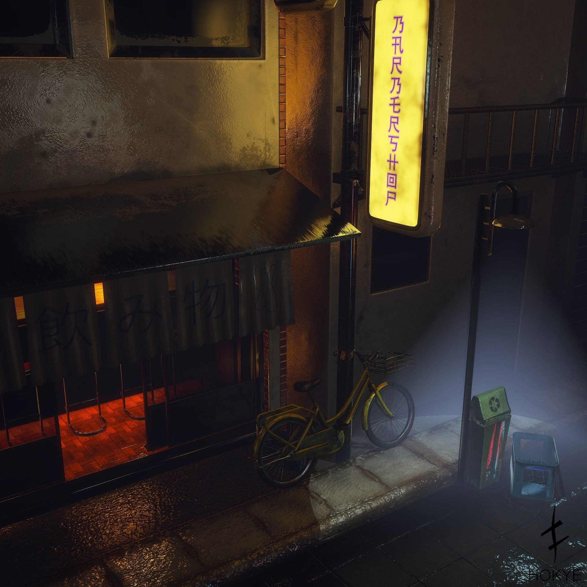 Japanese street alley Pack low-poly 3d model Low-poly 3D model_6