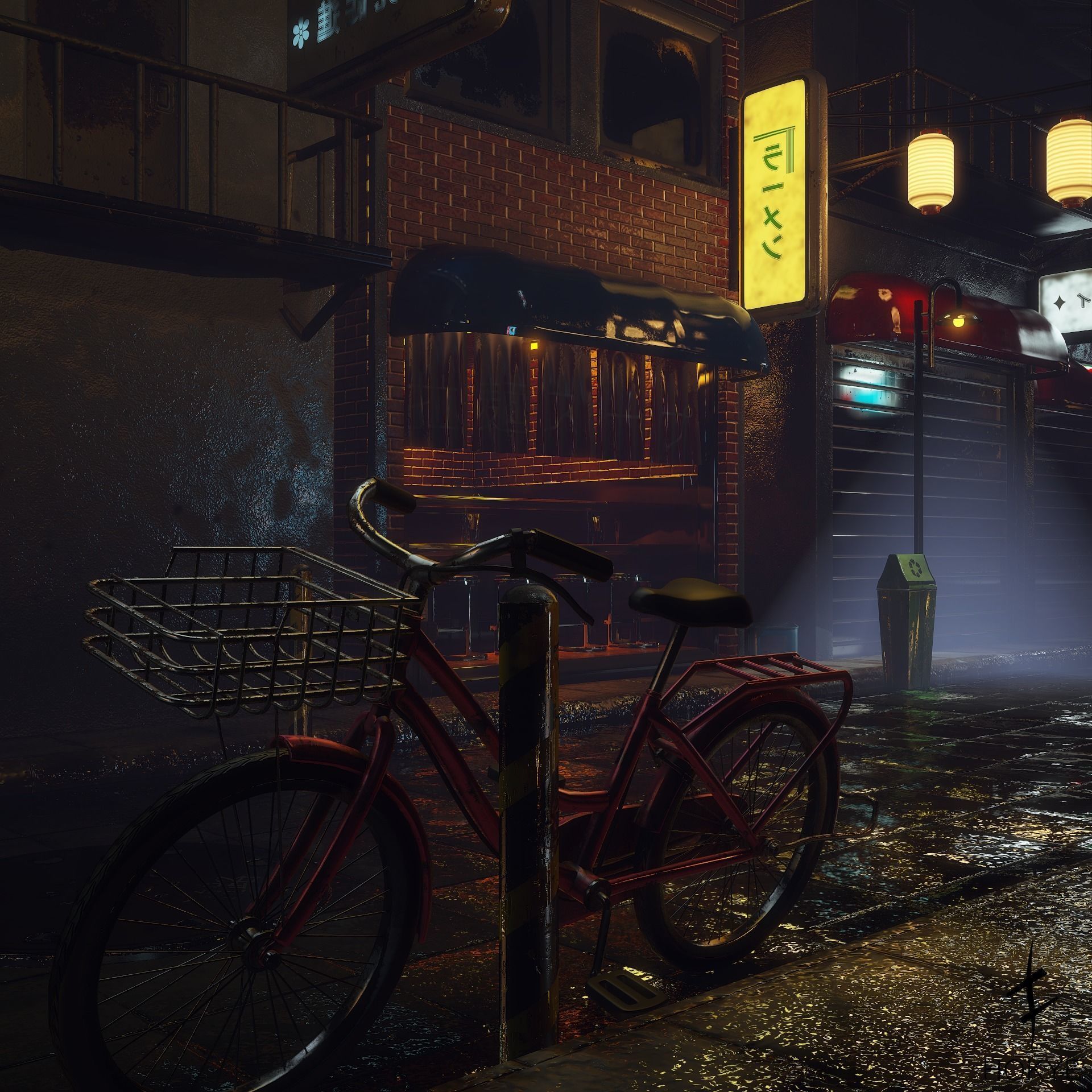 Japanese street alley Pack low-poly 3d model Low-poly 3D model_8