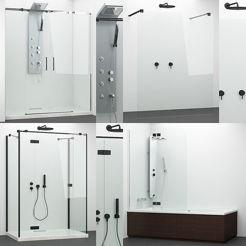 Set of shower cabins Radaway and Grohe 4 3D model CGTrader