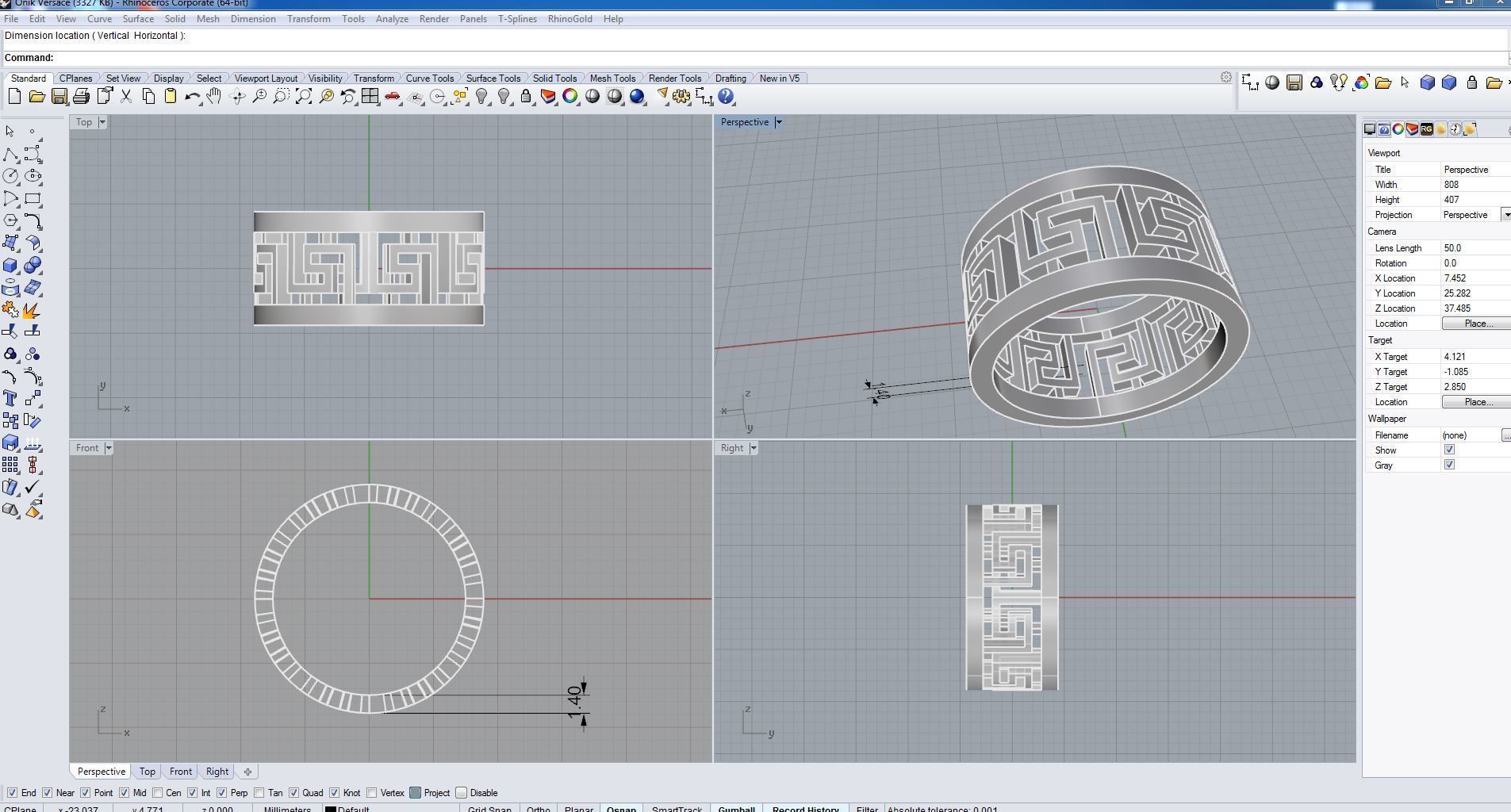 Ring 3D print model sterling silver with geometric pattern 3D print model_5