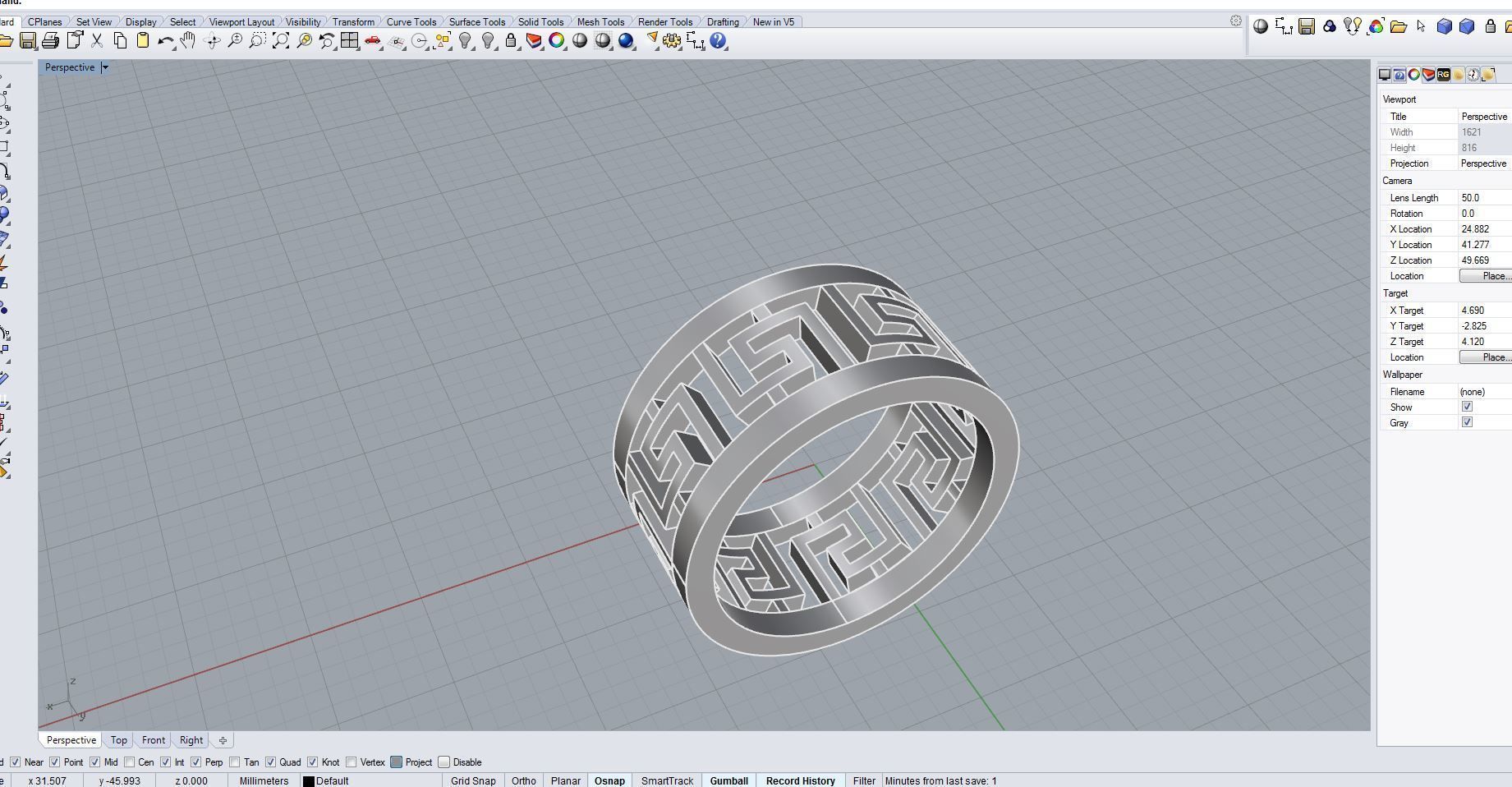 Ring 3D print model sterling silver with geometric pattern 3D print model_4