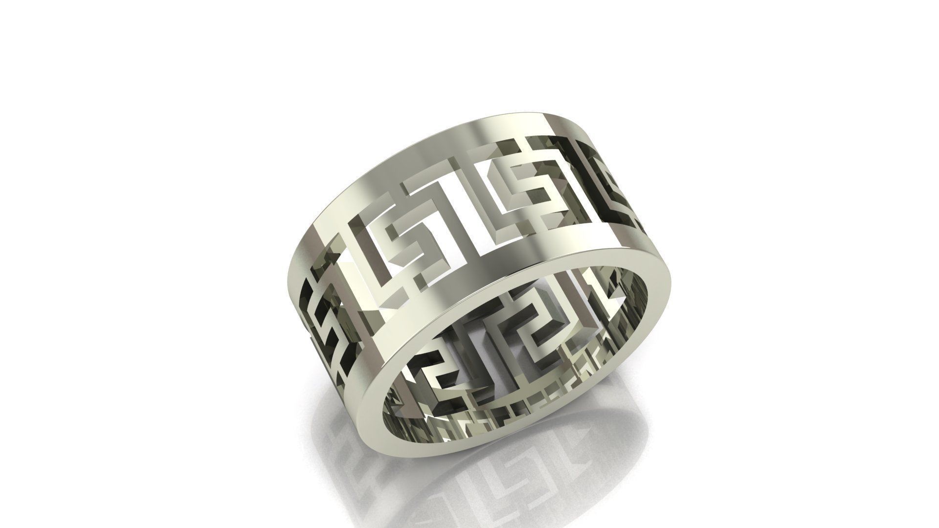Ring 3D print model sterling silver with geometric pattern 3D print model_1