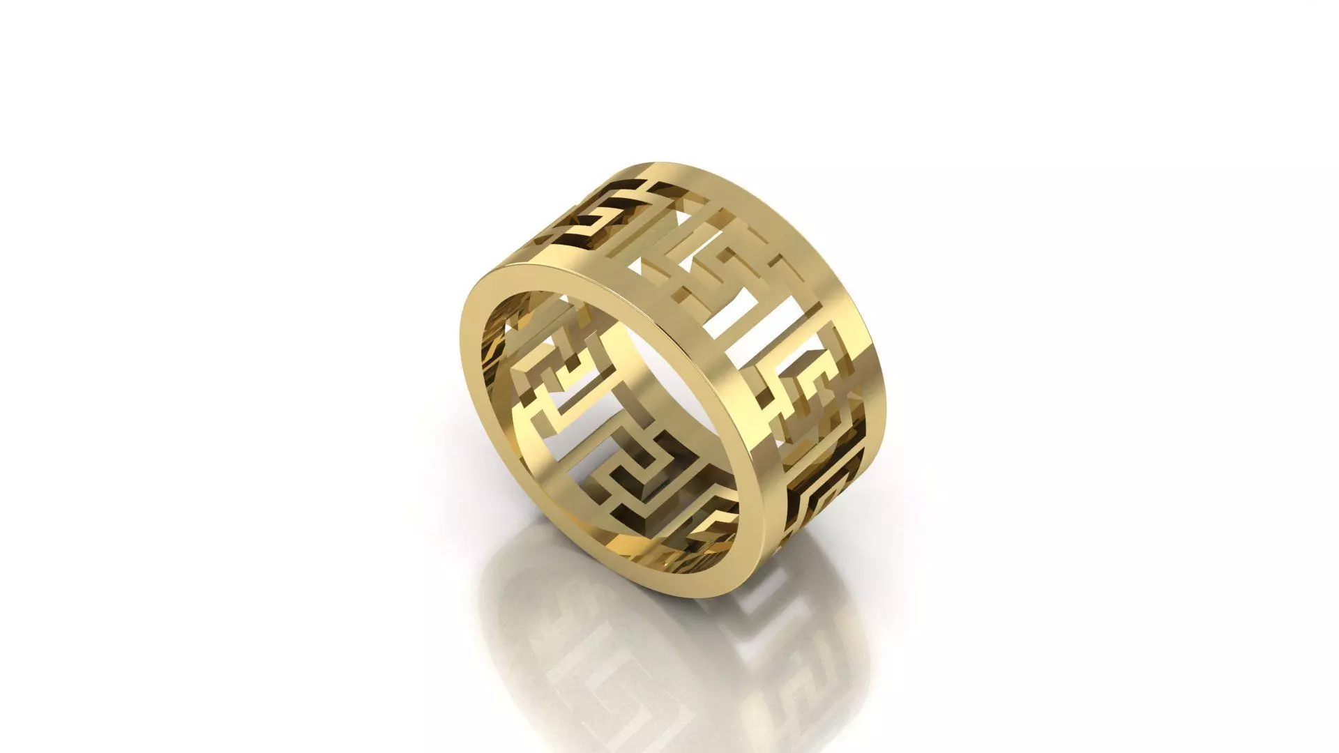 Ring 3D print model sterling silver with geometric pattern 3D print model_0