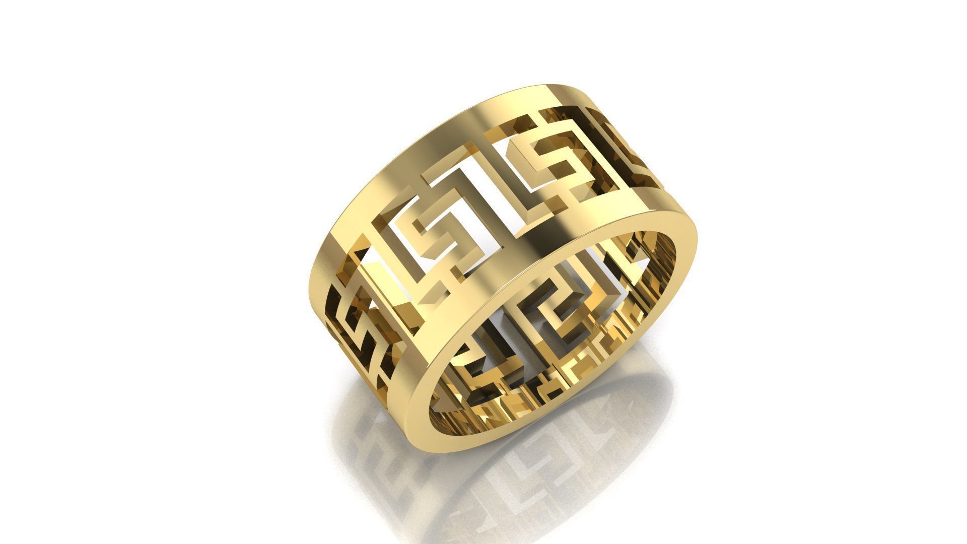 Ring 3D print model sterling silver with geometric pattern 3D print model_10