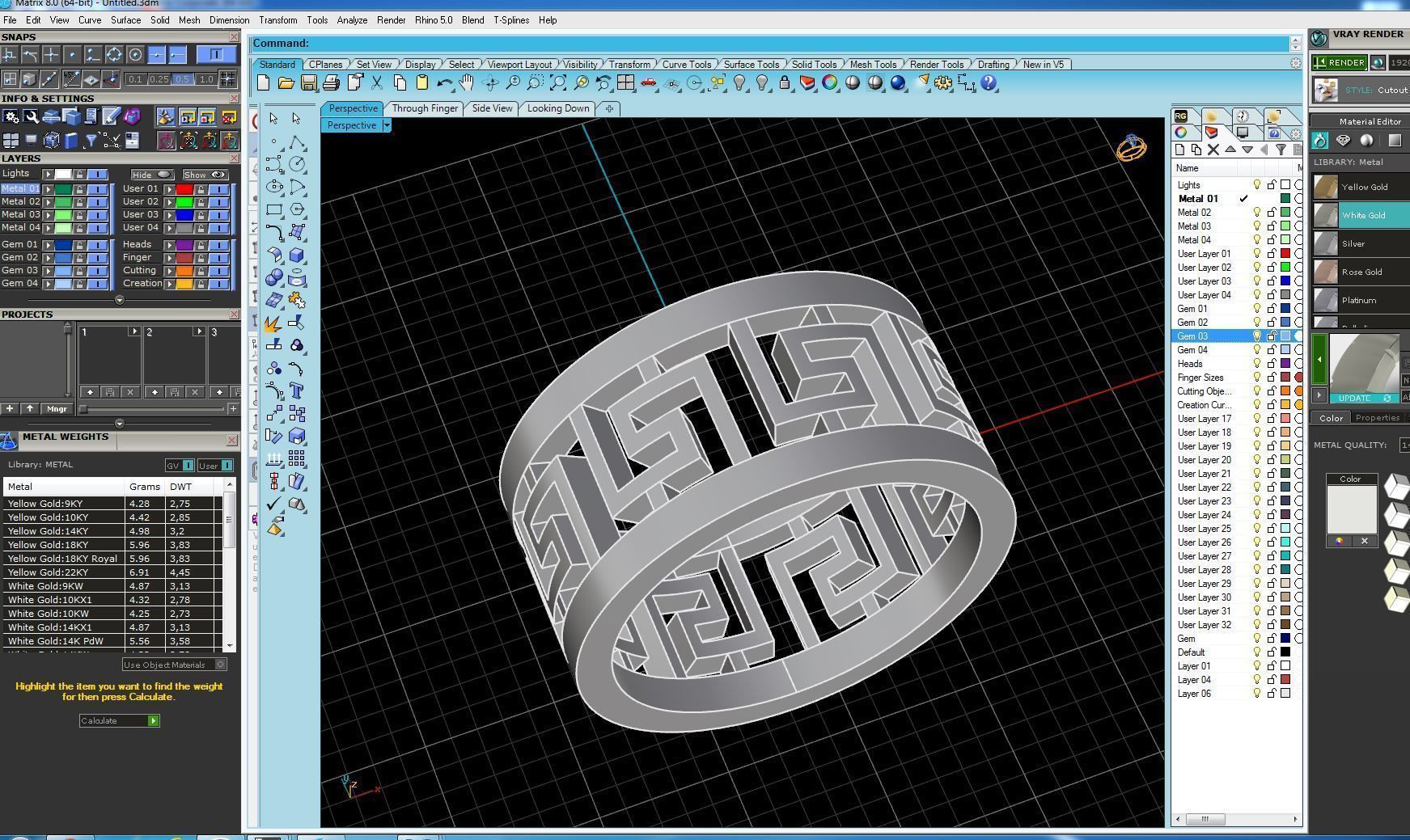 Ring 3D print model sterling silver with geometric pattern 3D print model_6