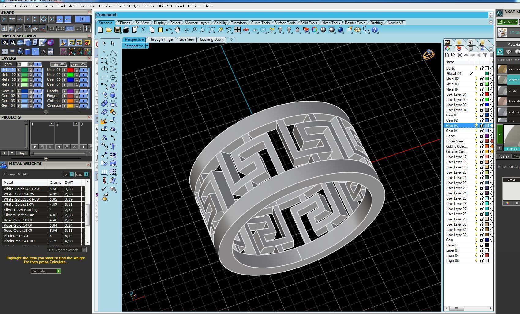 Ring 3D print model sterling silver with geometric pattern 3D print model_7