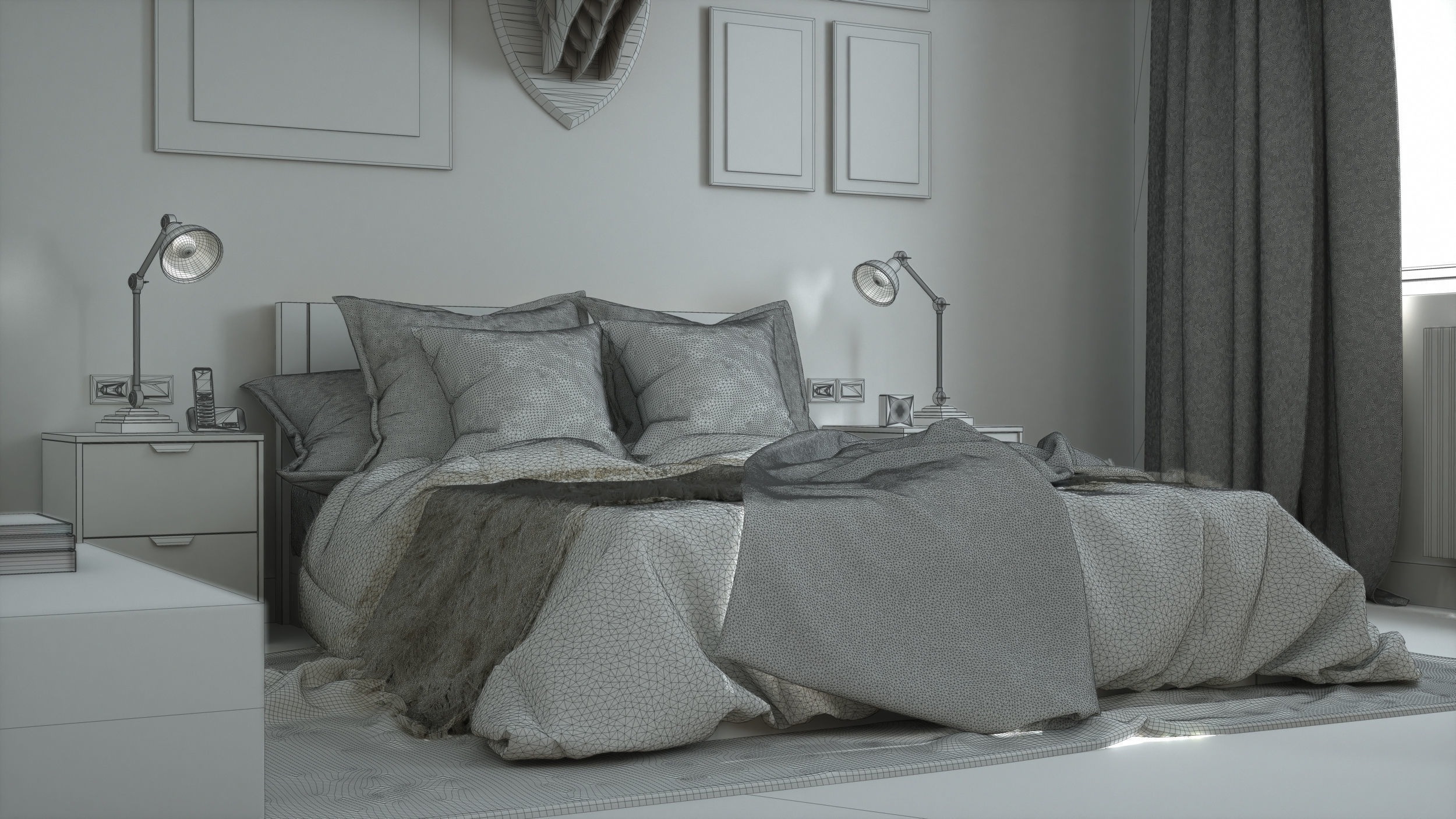 Scandinavian Bedroom Octane Render 3D model_4