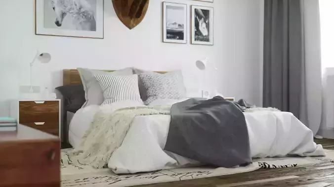Scandinavian Bedroom Octane Render 3D model