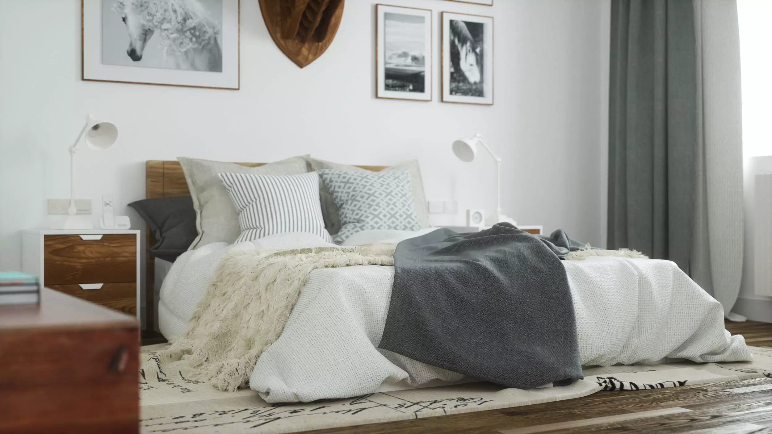 Scandinavian Bedroom Octane Render 3D model_0