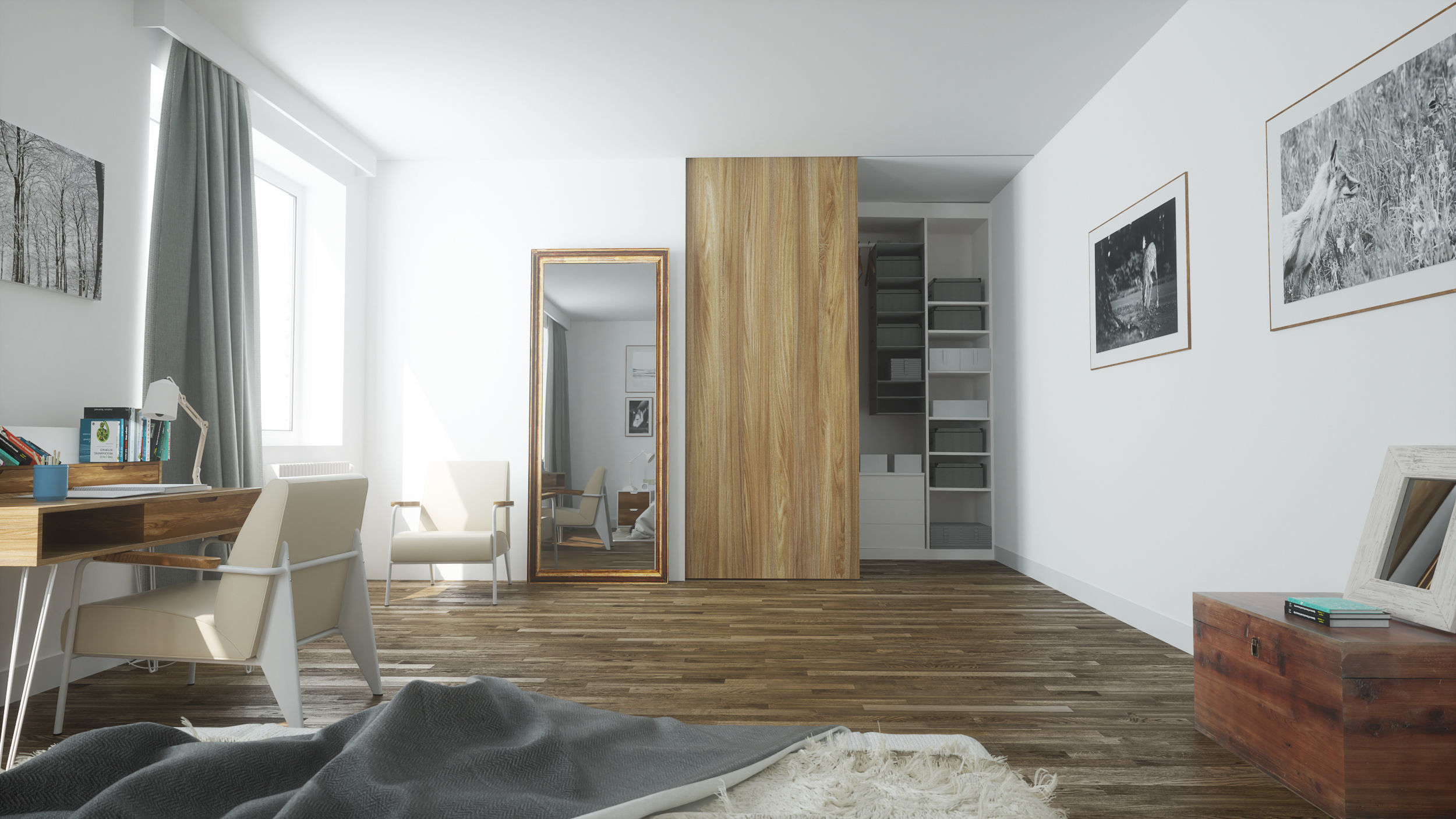 Scandinavian Bedroom Octane Render 3D model_3
