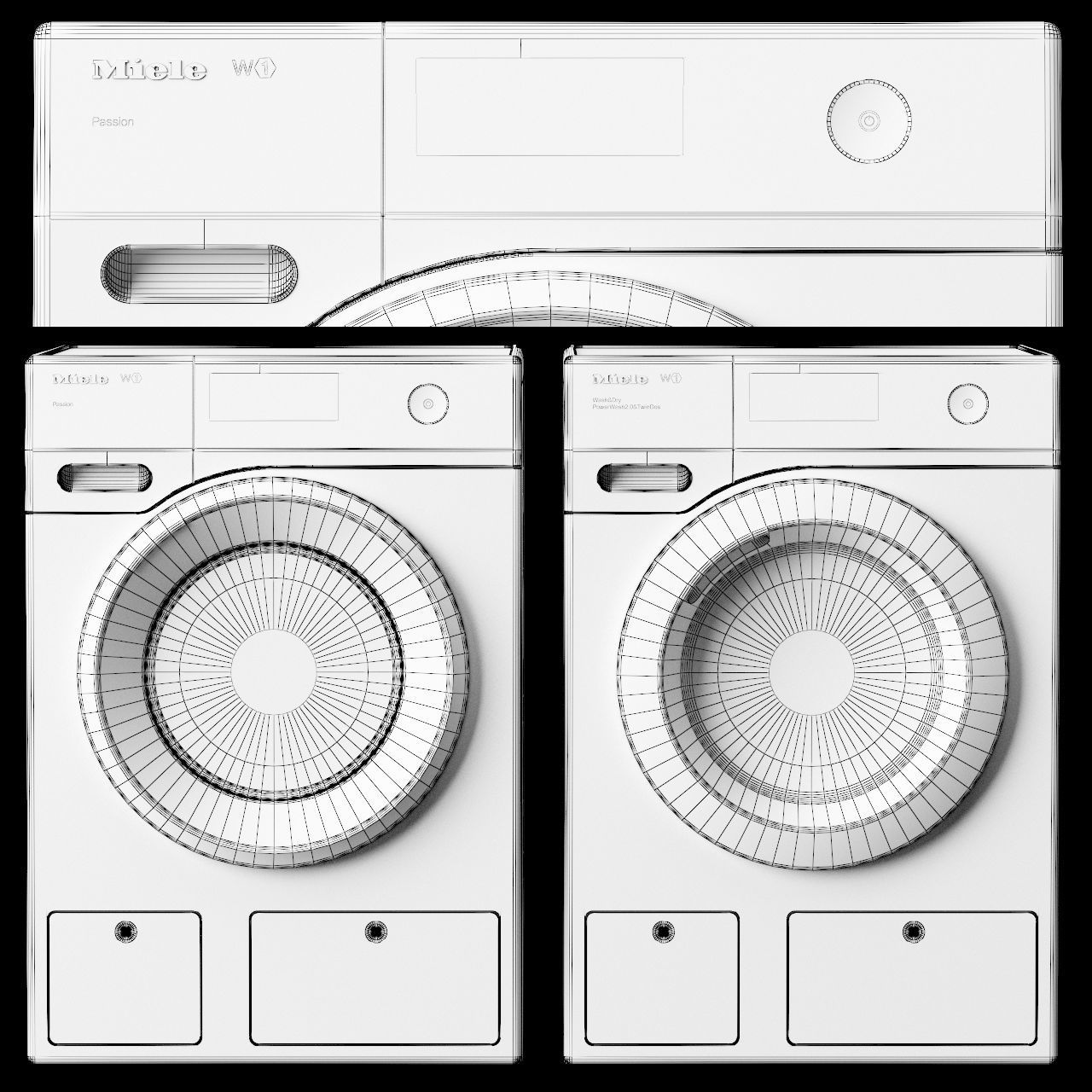 Set of washing machines Miele 3D model_2