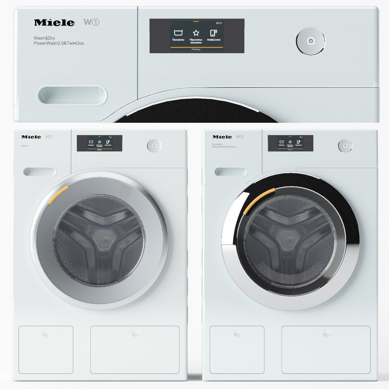 Set of washing machines Miele 3D model_1