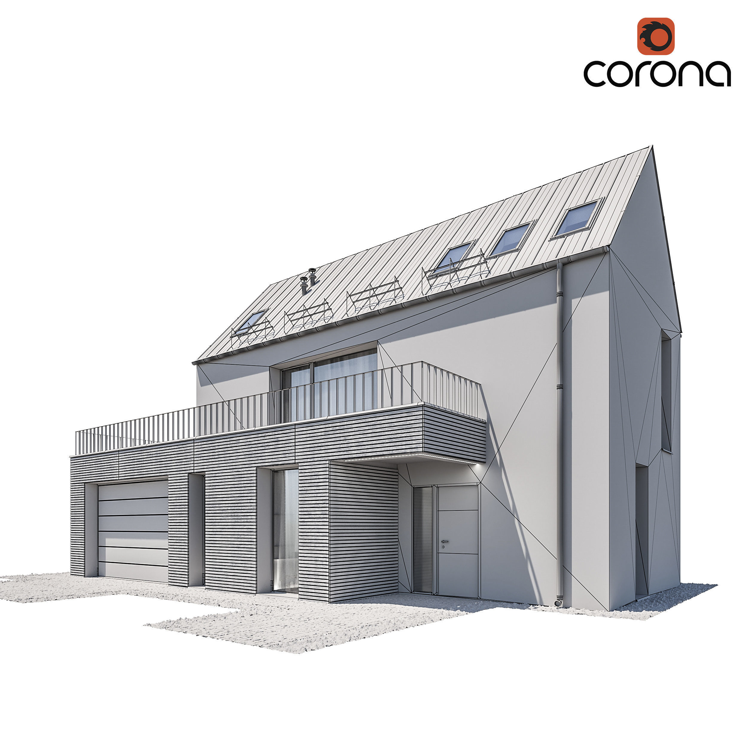 Modern house 13 at night 3D model_4