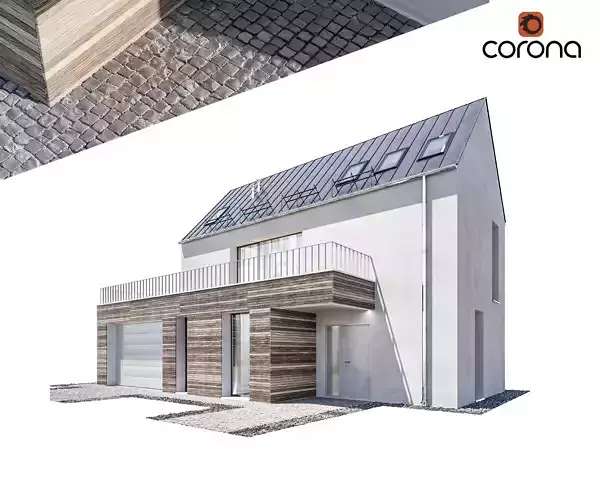 Modern house 13 at night 3D model