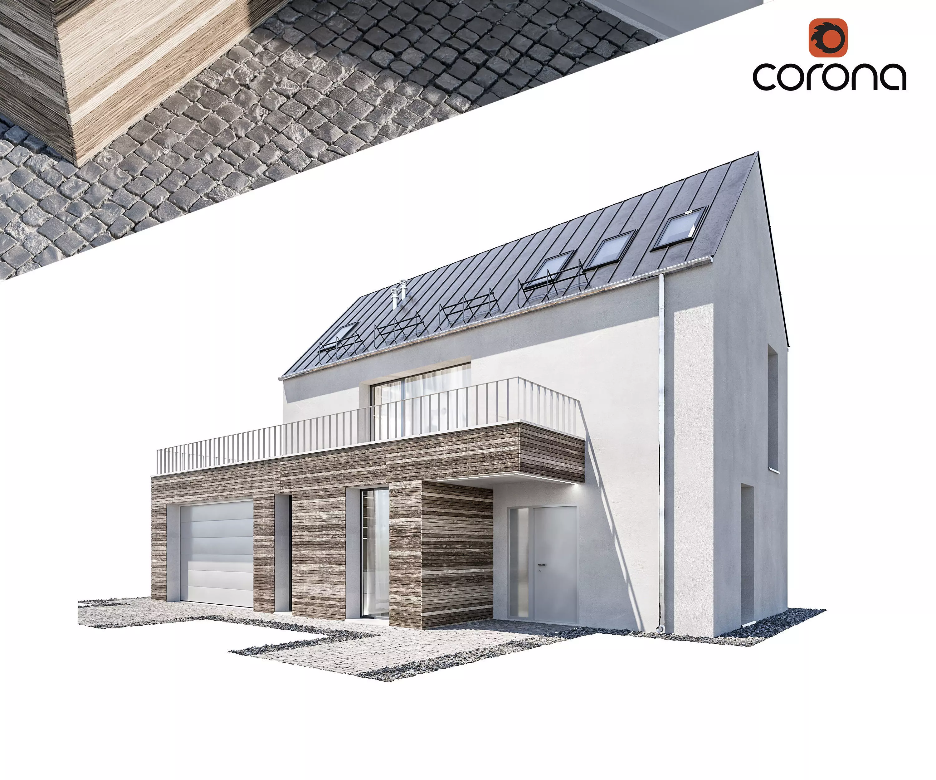 Modern house 13 at night 3D model_0
