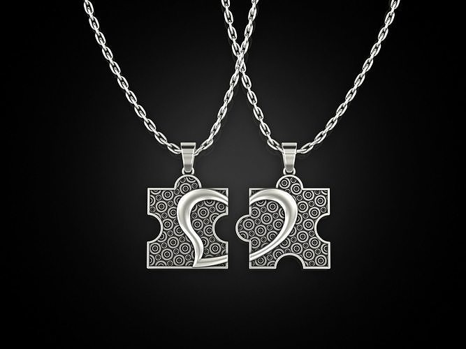 Heart pendant puzzle for two 3D print model