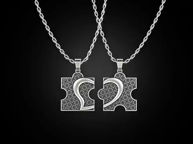 Heart pendant puzzle for two