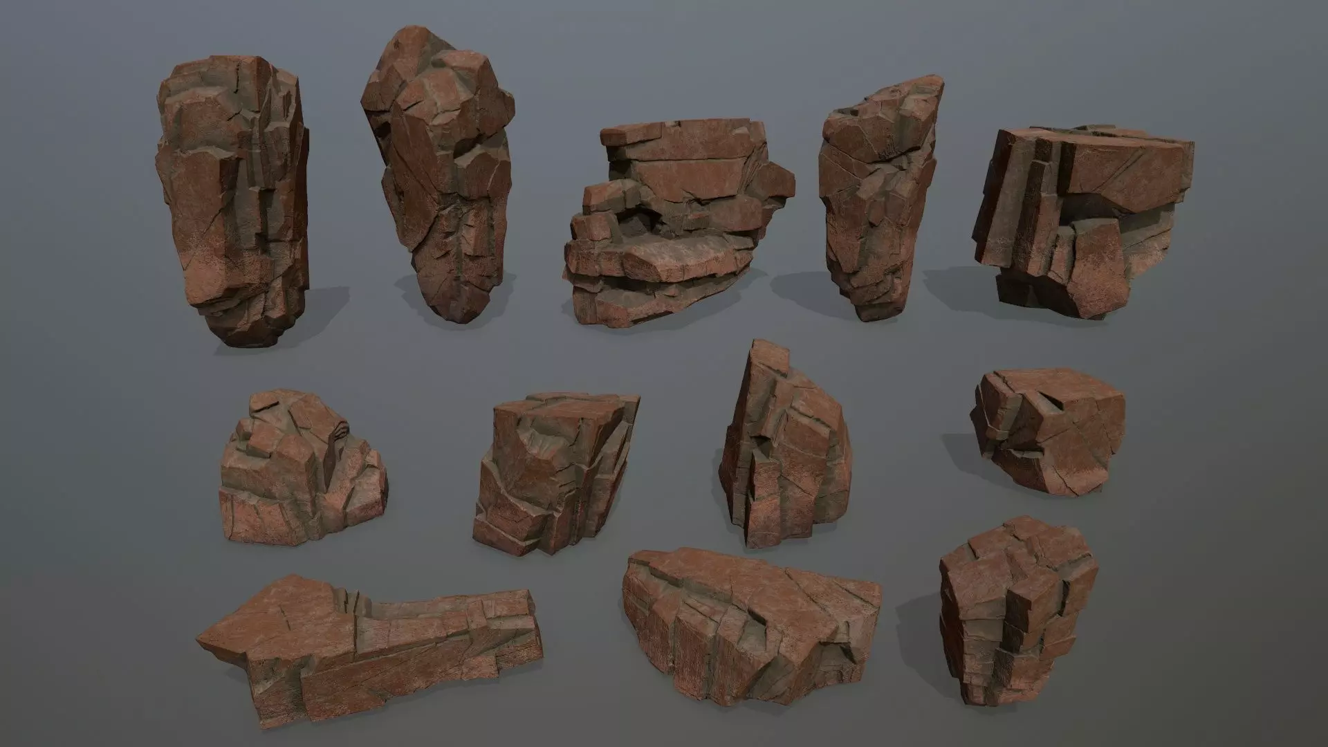 desert rocks  Low-poly 3D model_0