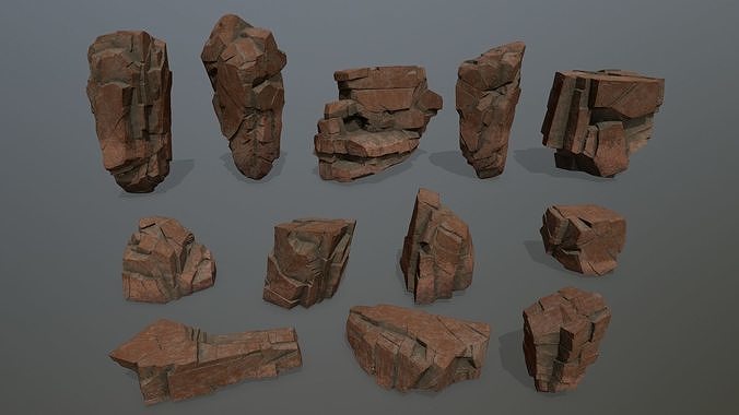 desert rocks  Low-poly 3D model