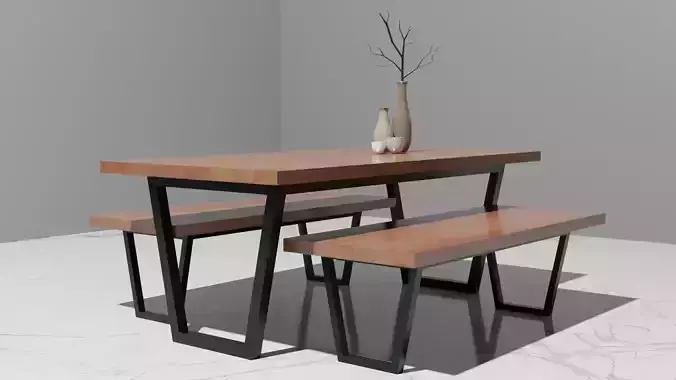 Minimalistic Dining Table - Interior 3d model
