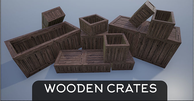 Wooden Crates Open and Closed Low-poly 3D model