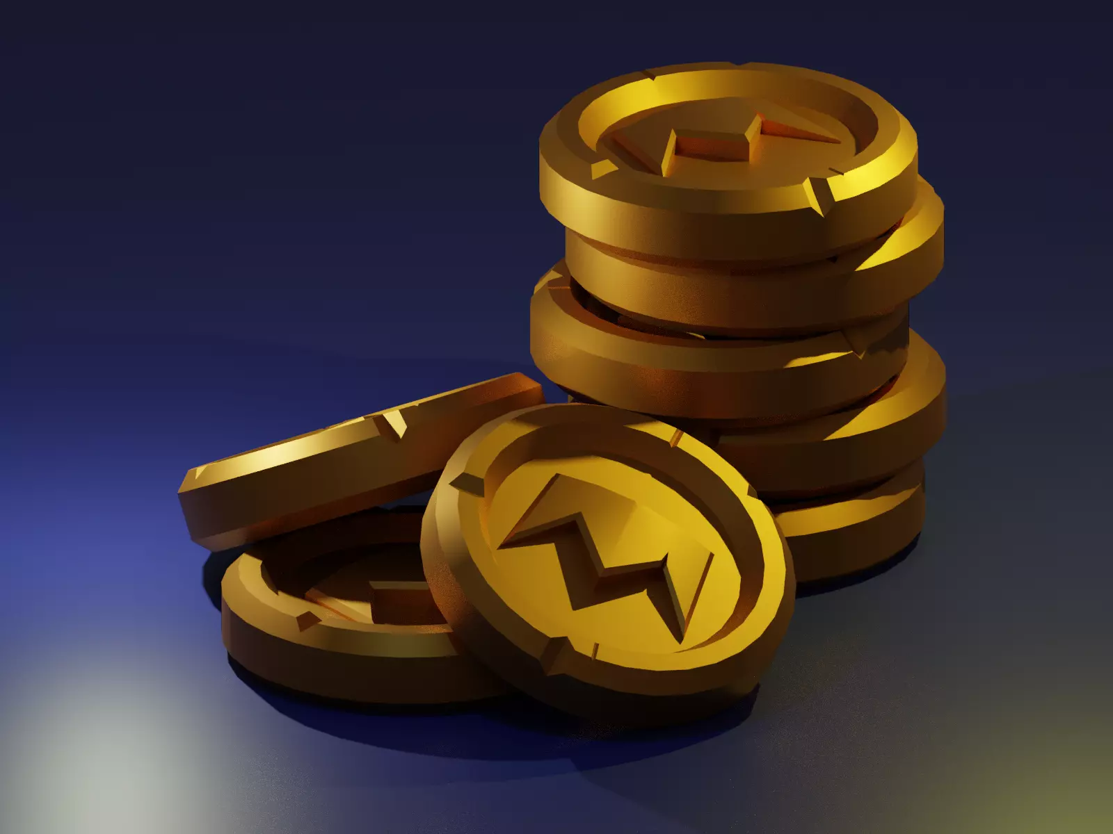 Gold coin Low-poly 3D model