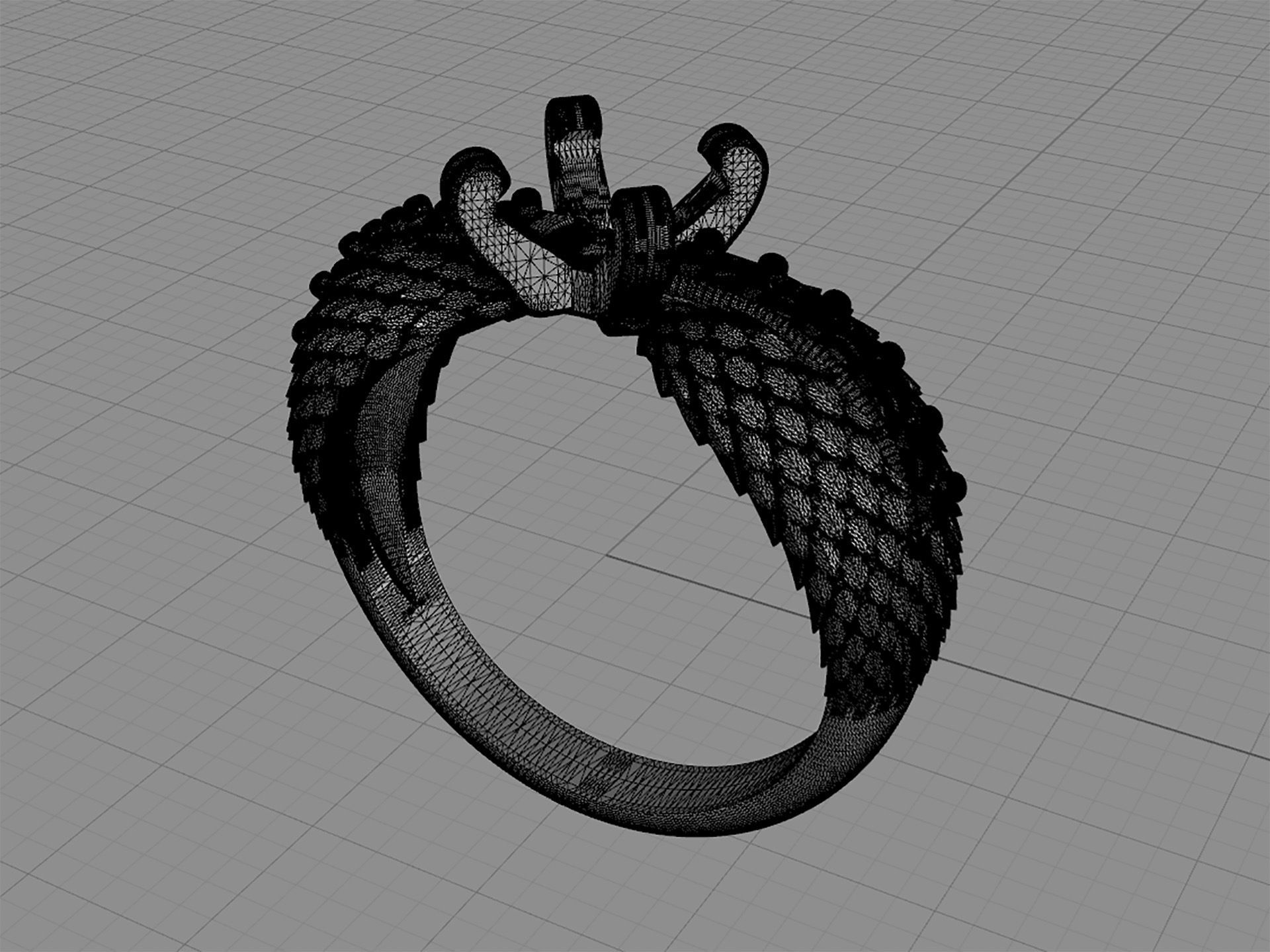 D-1754 emerald angel wings engagement ring 3D print model_6