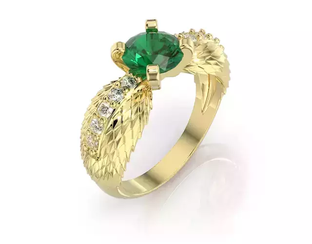 D-1754 emerald angel wings engagement ring