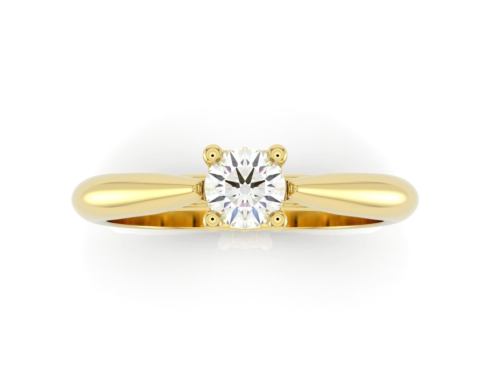 D-1768 solitaire diamond engagement ring gold 3D print model_4