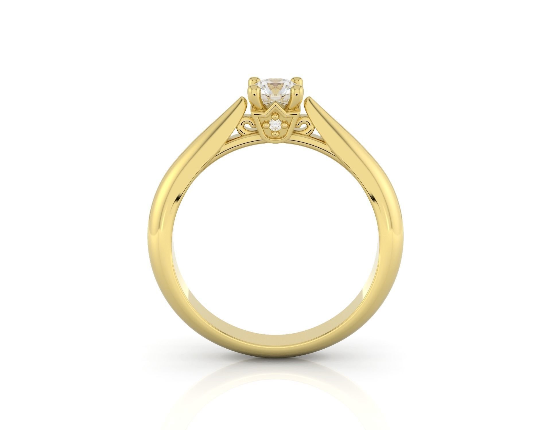 D-1768 solitaire diamond engagement ring gold 3D print model_2
