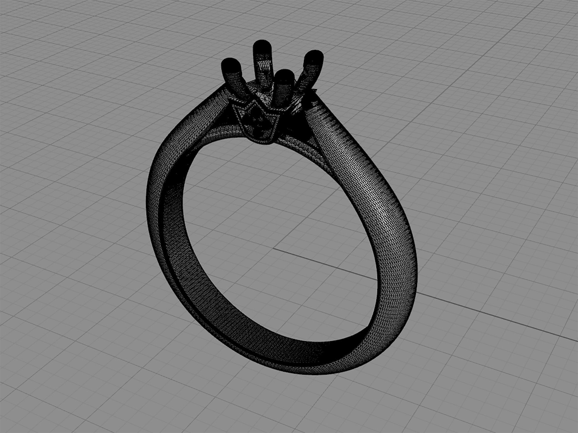 D-1768 solitaire diamond engagement ring gold 3D print model_6