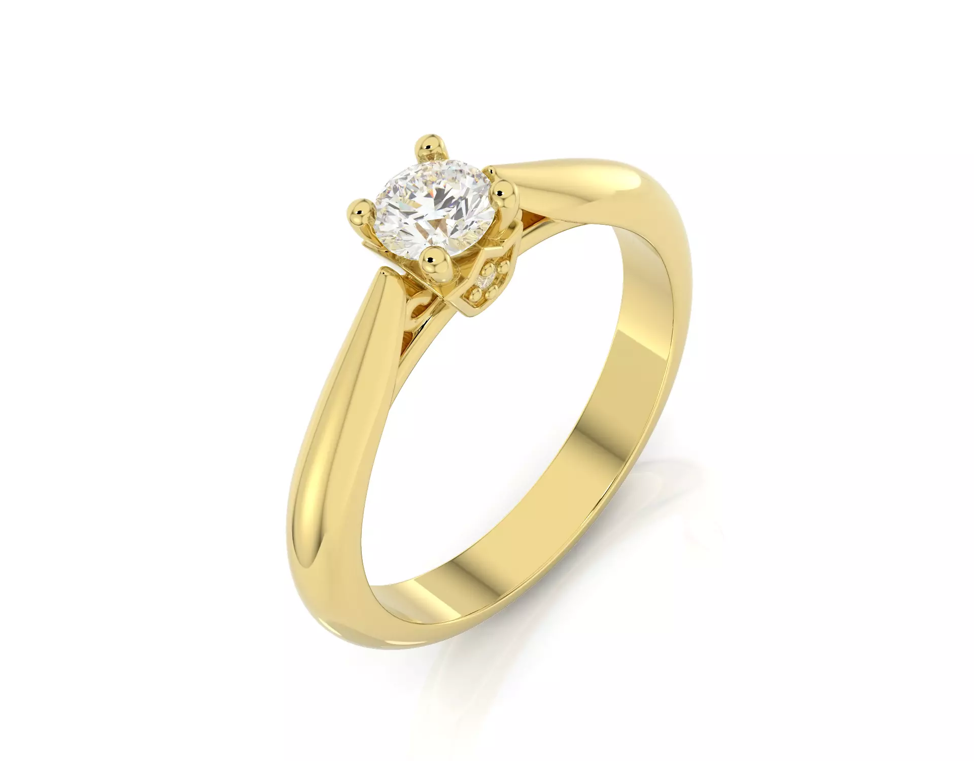 D-1768 solitaire diamond engagement ring gold 3D print model_0