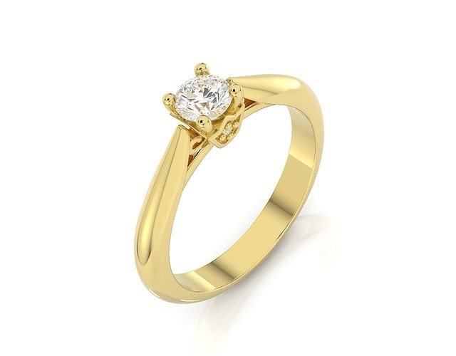 D-1768 solitaire diamond engagement ring gold 3D print model