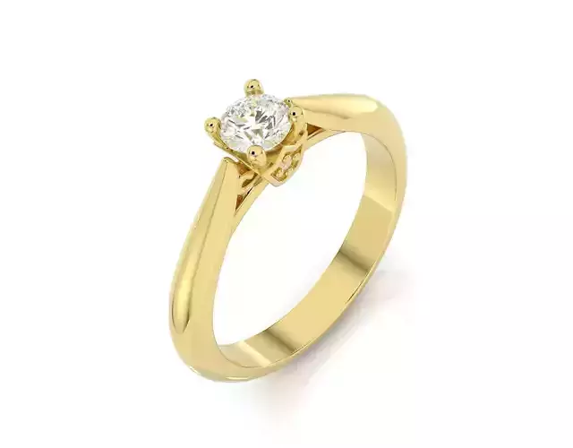 D-1768 solitaire diamond engagement ring gold 3D print model