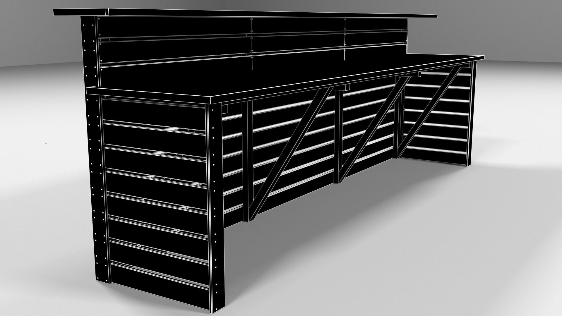 Wooden modern bar counter Low-poly 3D model_10