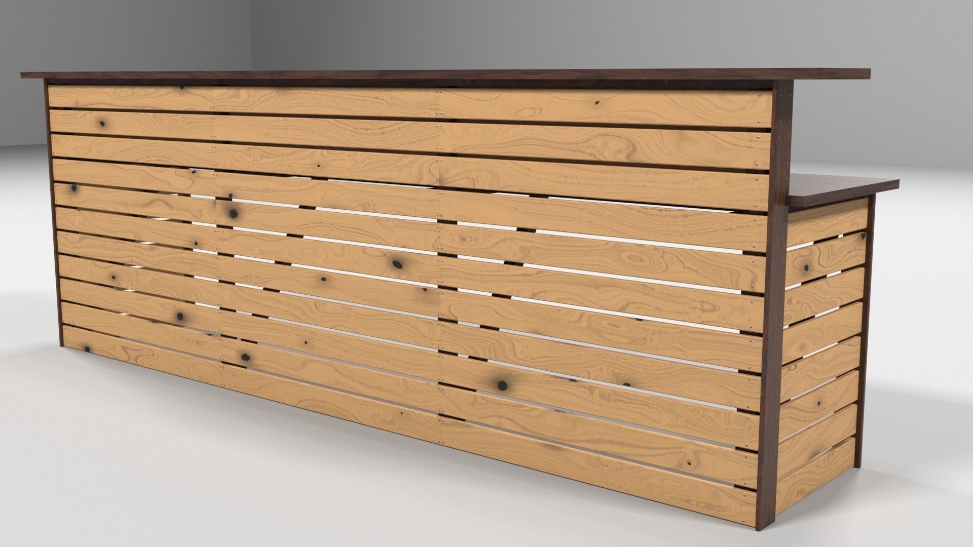 Wooden modern bar counter Low-poly 3D model_3