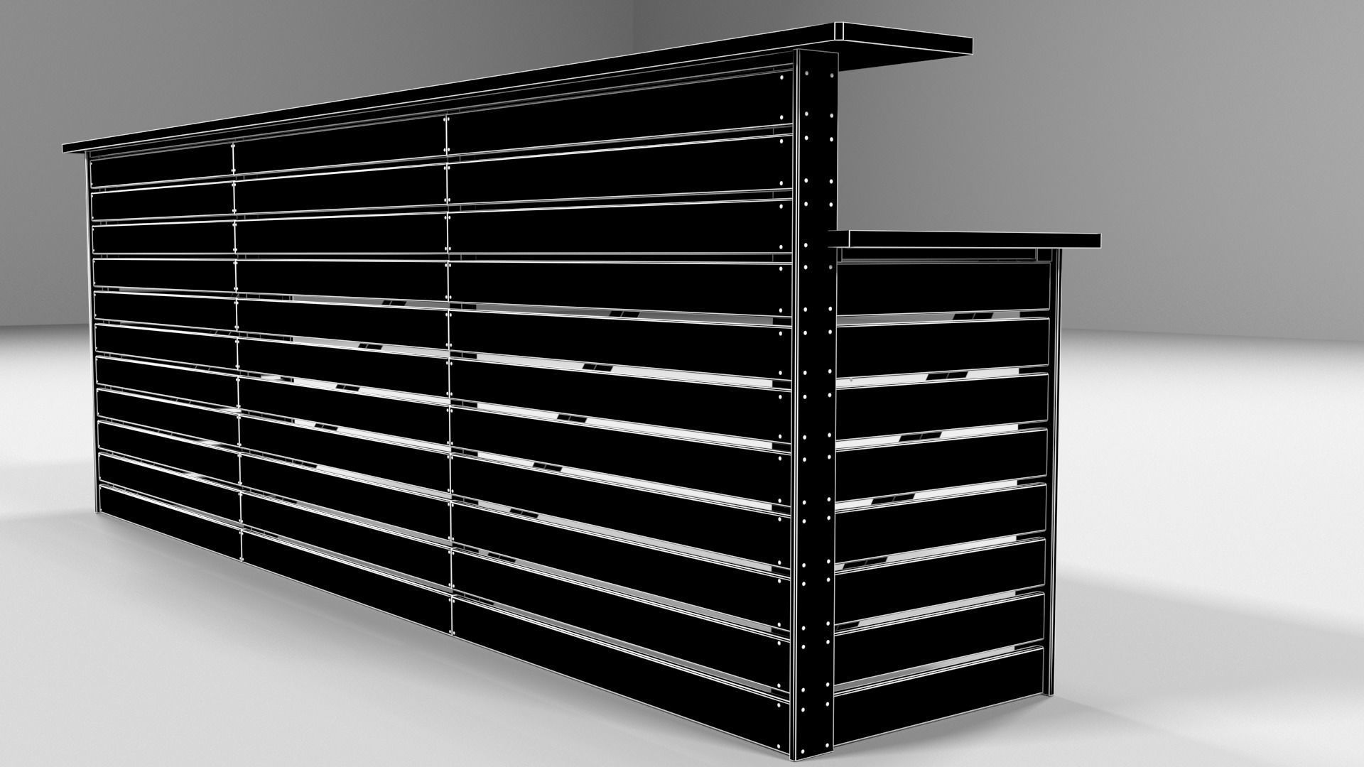 Wooden modern bar counter Low-poly 3D model_11