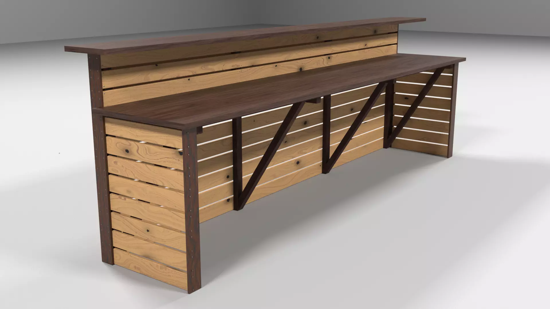 Wooden modern bar counter Low-poly 3D model_0