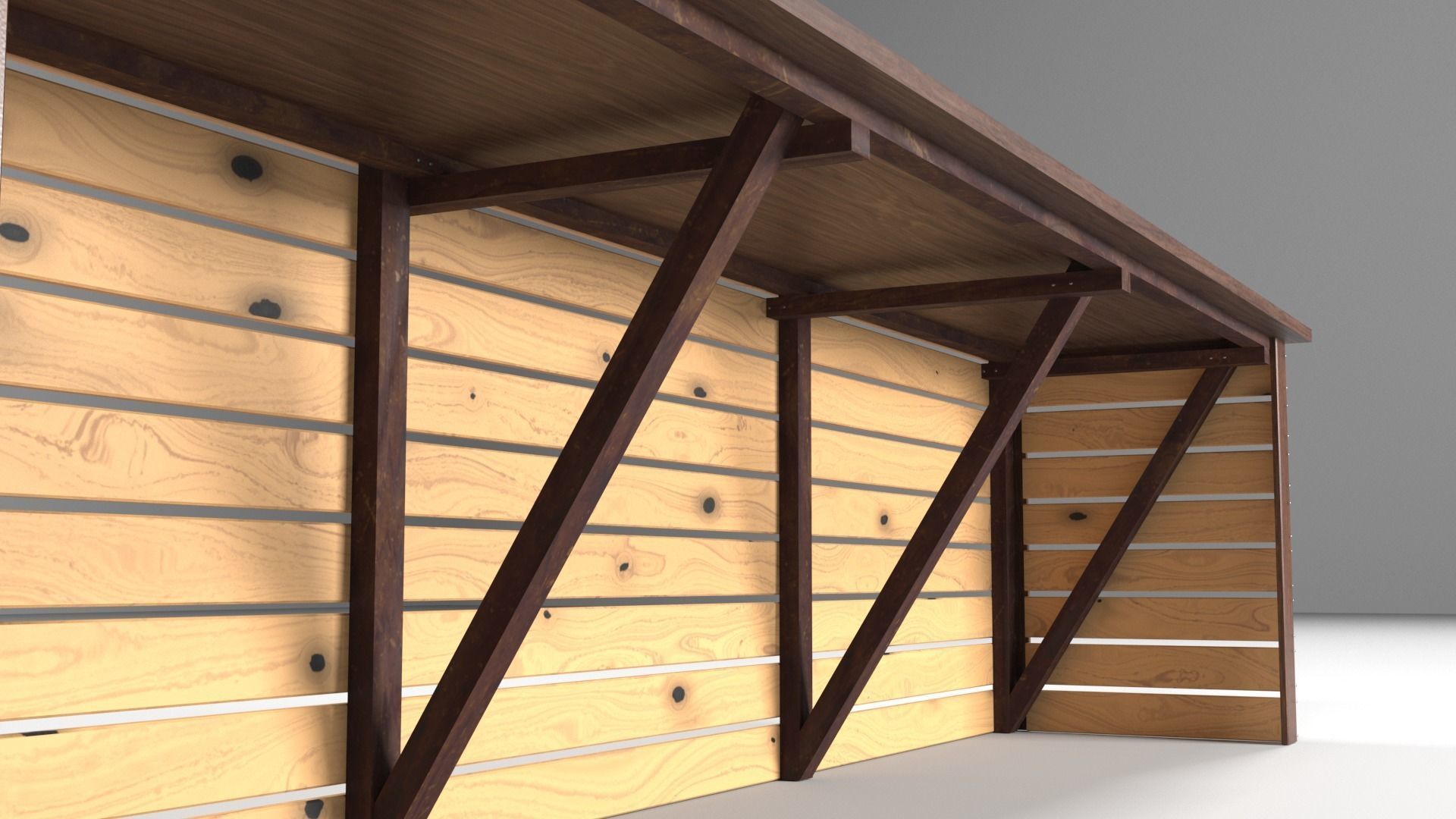 Wooden modern bar counter Low-poly 3D model_5