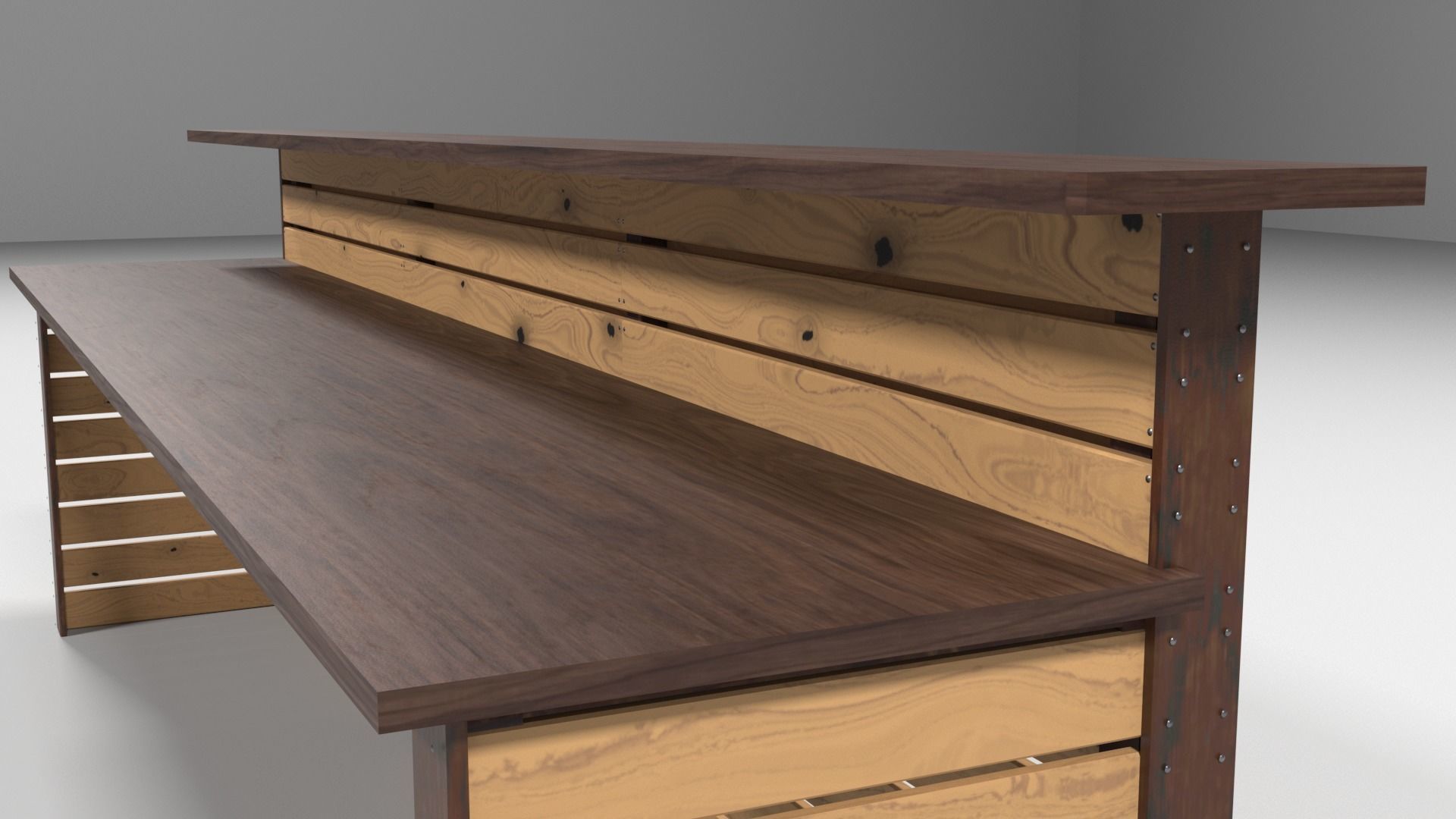 Wooden modern bar counter Low-poly 3D model_2