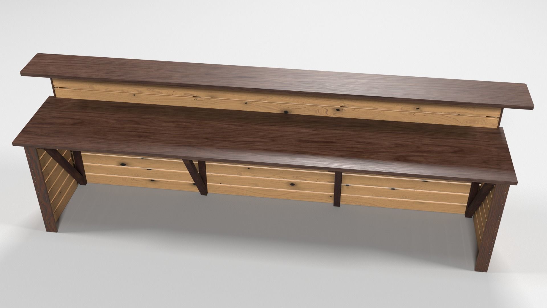 Wooden modern bar counter Low-poly 3D model_4