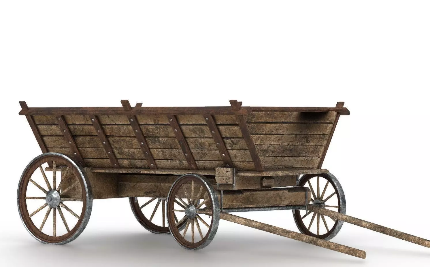 CARRIAGE old wooden wagon Low-poly 3D model_0