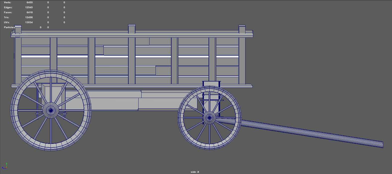 CARRIAGE old wooden wagon Low-poly 3D model_11