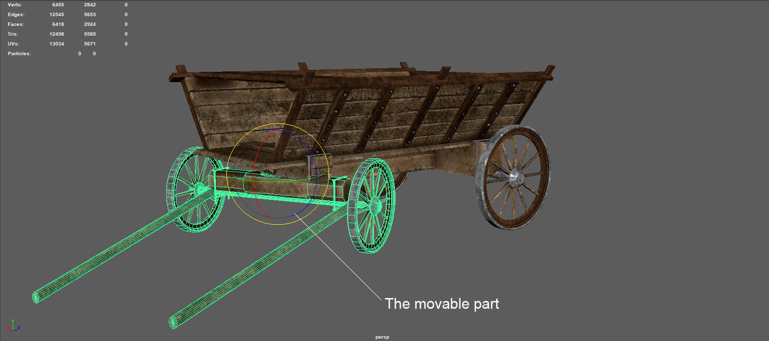 CARRIAGE old wooden wagon Low-poly 3D model_7