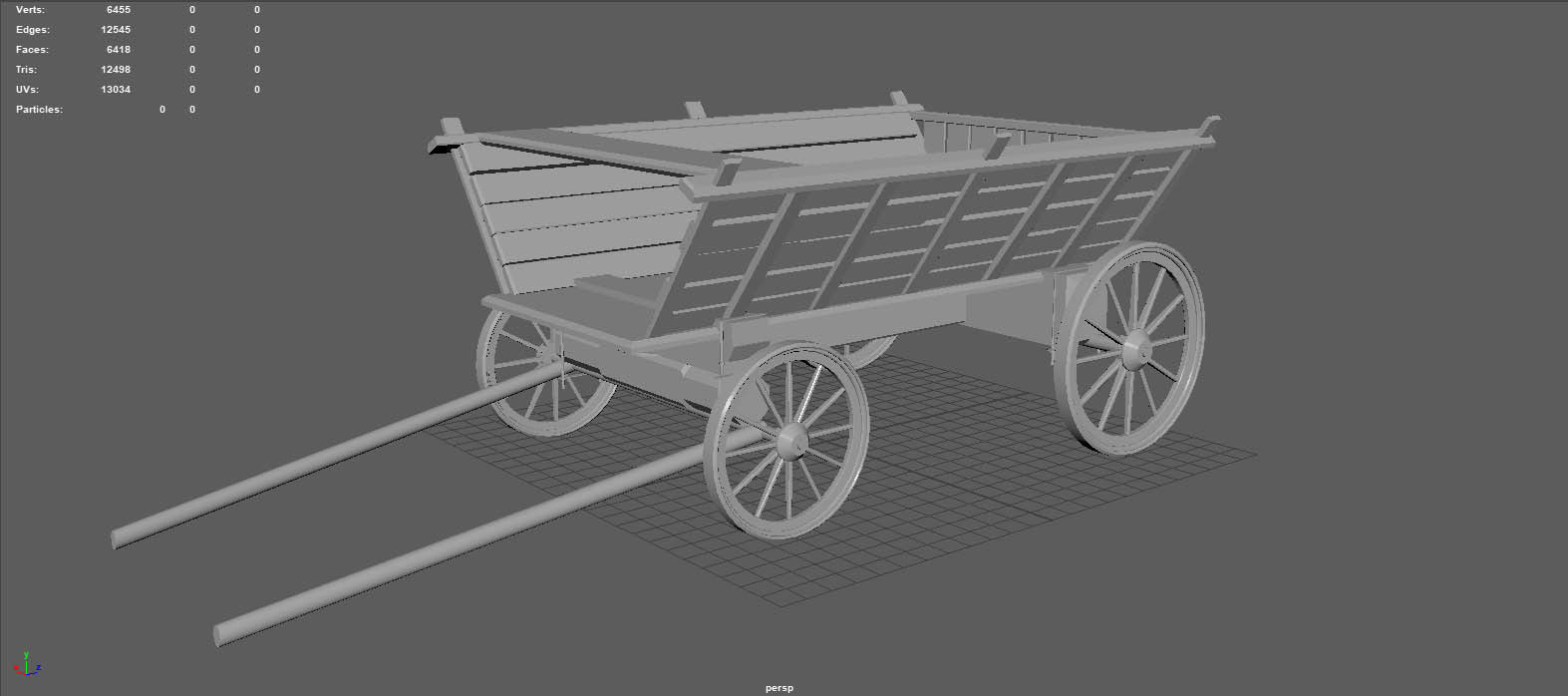 CARRIAGE old wooden wagon Low-poly 3D model_9