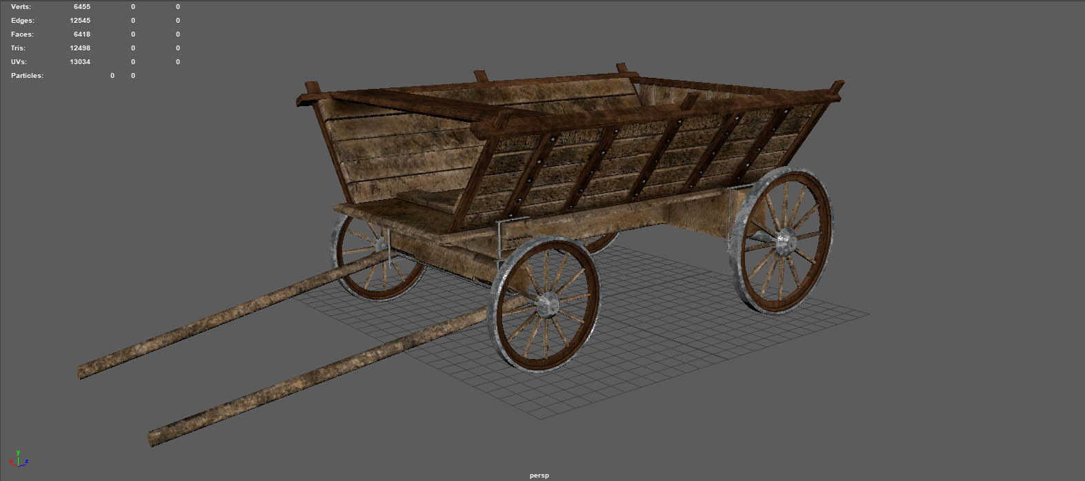 CARRIAGE old wooden wagon Low-poly 3D model_5