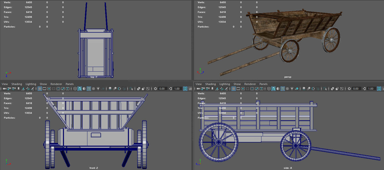 CARRIAGE old wooden wagon Low-poly 3D model_15