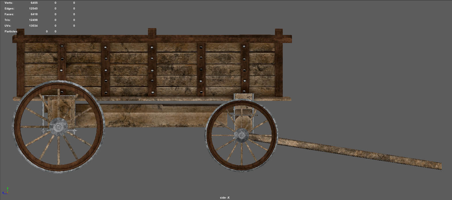 CARRIAGE old wooden wagon Low-poly 3D model_6