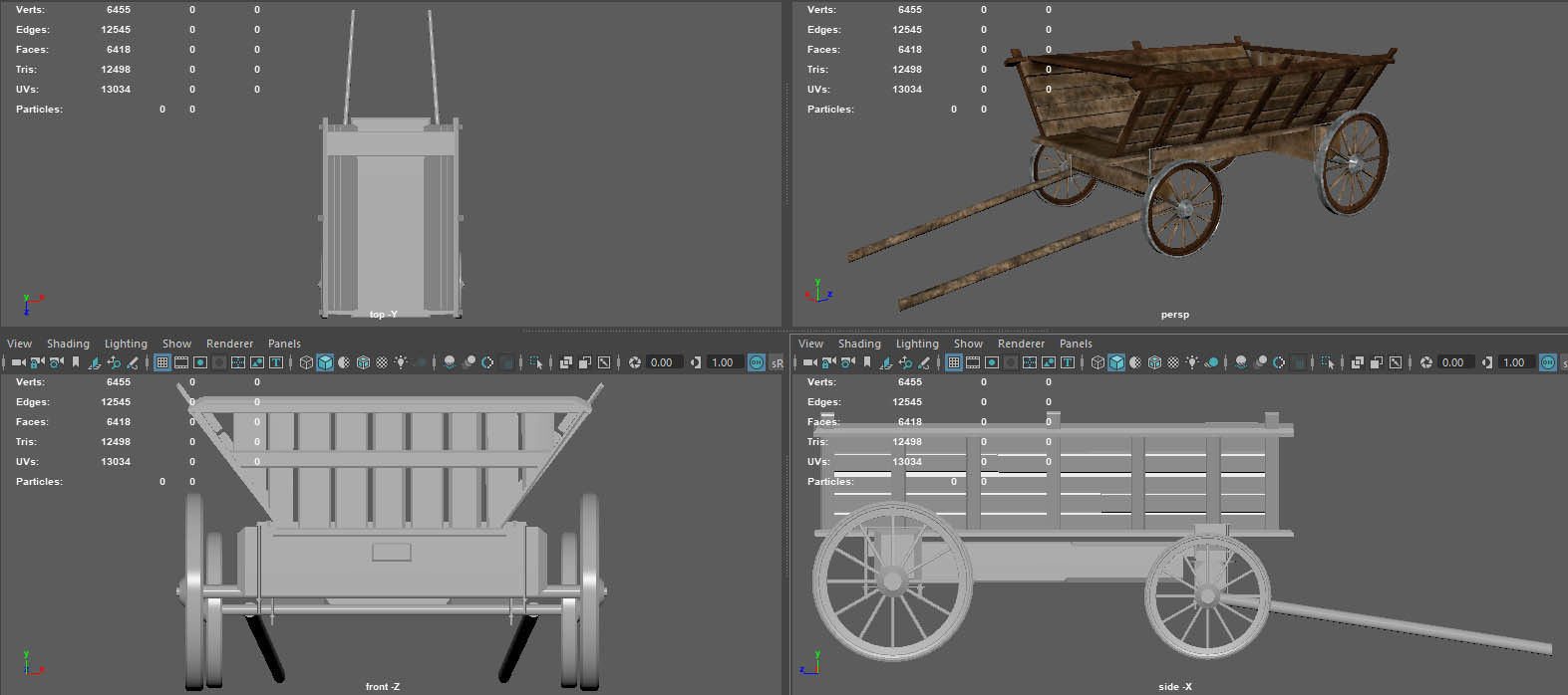 CARRIAGE old wooden wagon Low-poly 3D model_14