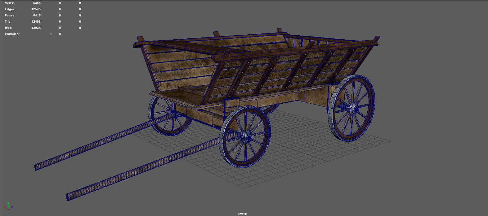 CARRIAGE old wooden wagon Low-poly 3D model_12